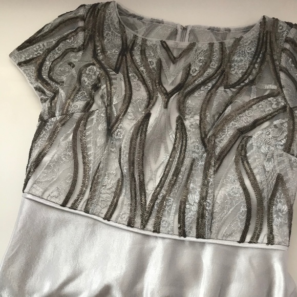 ADRIANNA PAPELL Embroidered Satin Hi-lo Gown - Picture 4 of 12